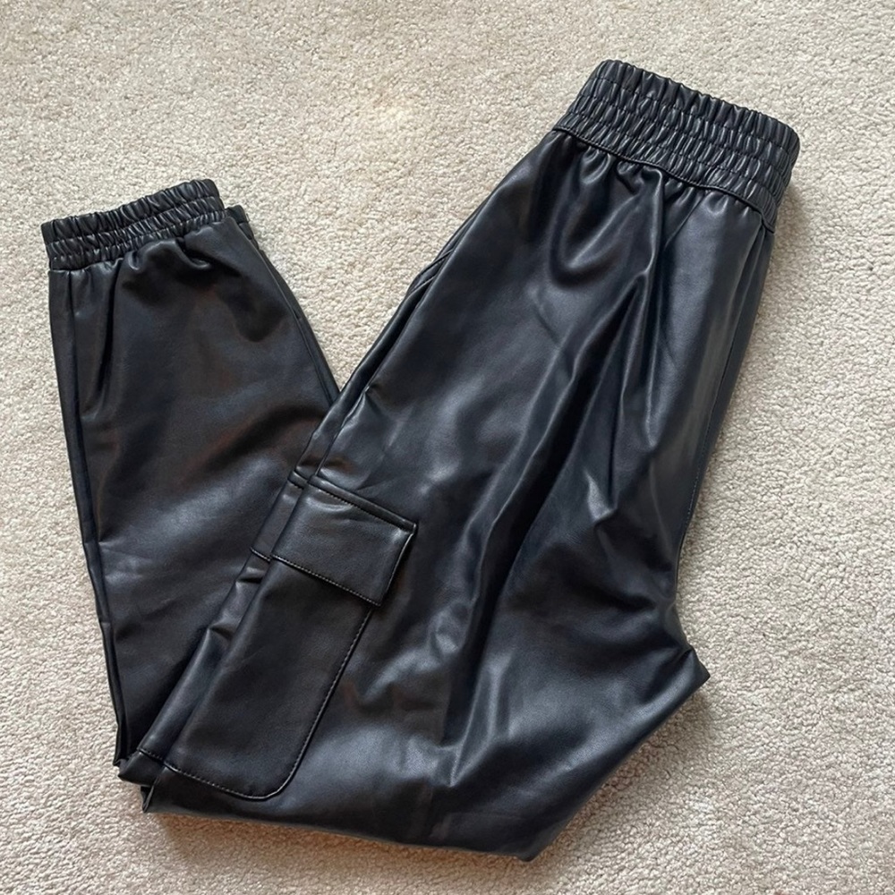 Abercrombie vegan faux leather joggers
